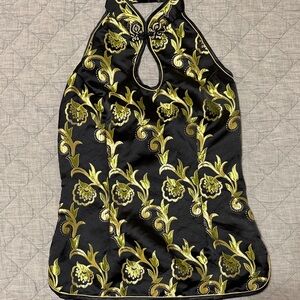 Shanghai soho Black and Gold Embroidered Top